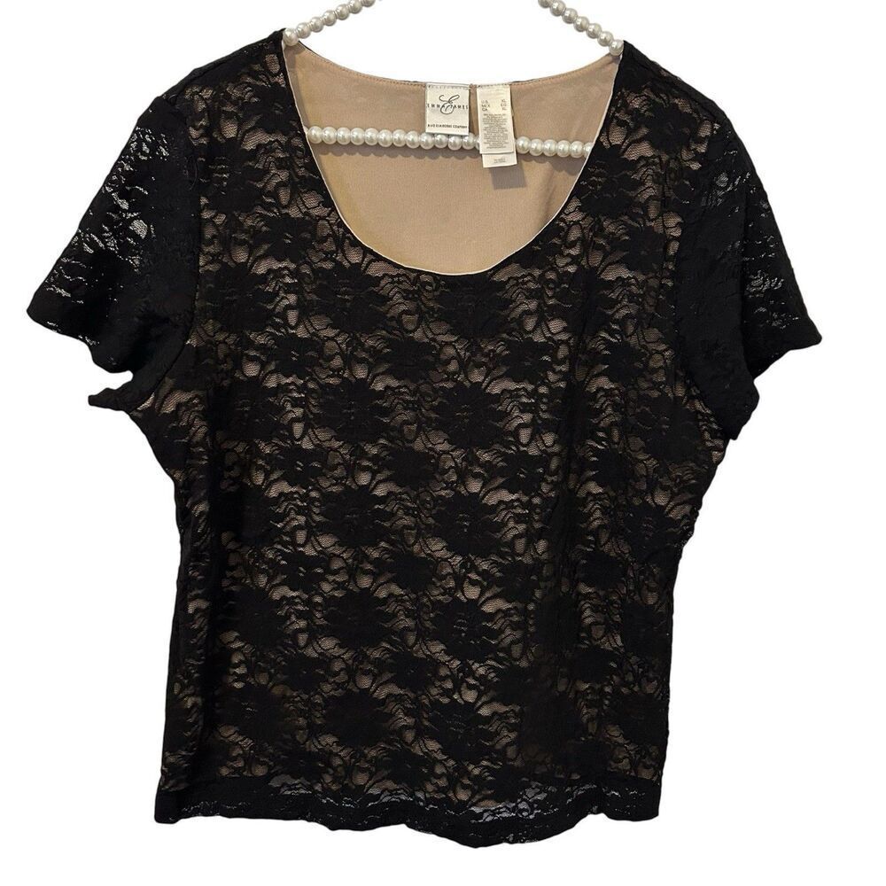Womens Back Whimsigoth Fairy Grunge Lace Top Size XL Black Witchy Dark Romance